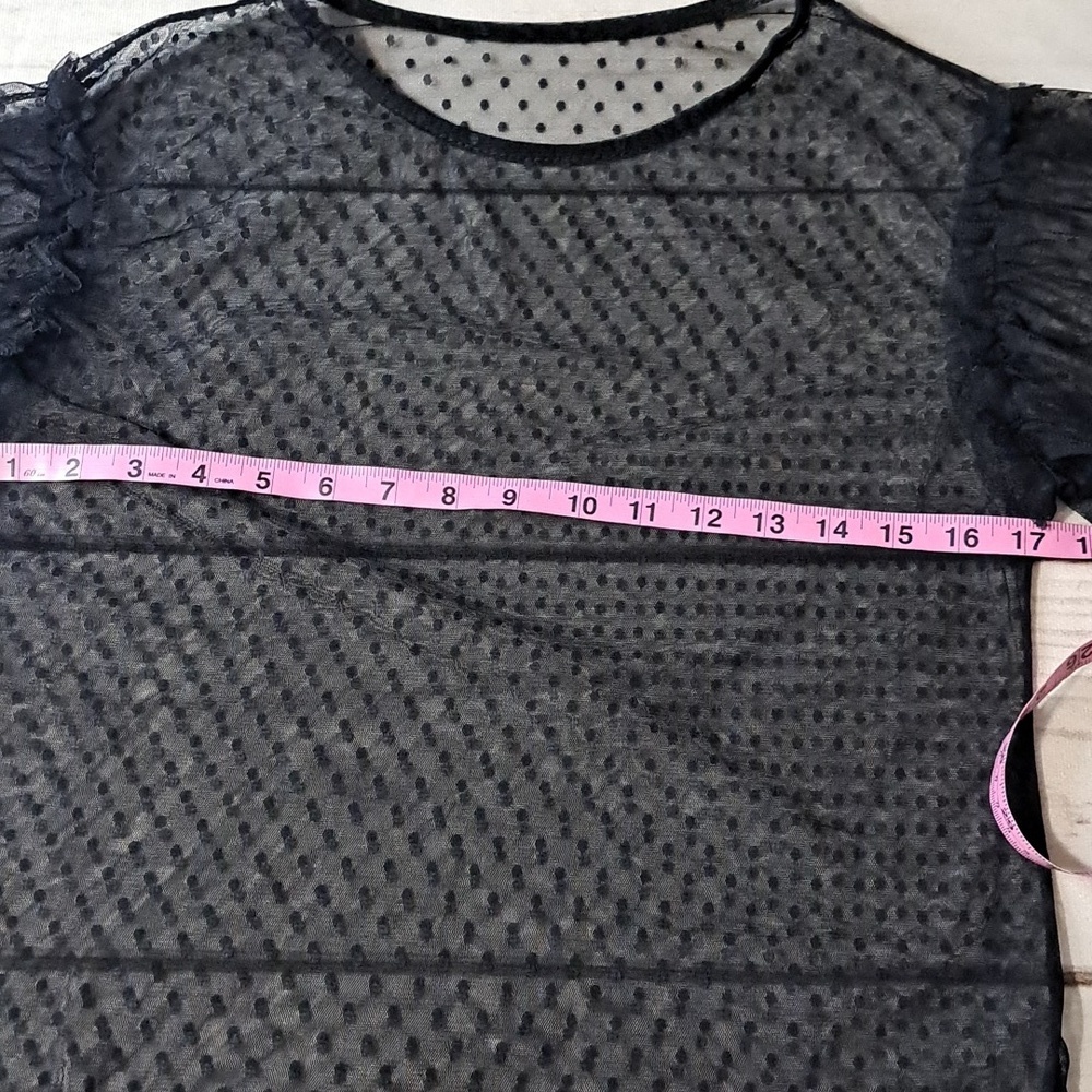 Black Sheer Top With Bell Sleeves No Size Tag See Measurements - Picture 3 of 7
